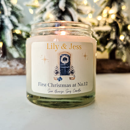 personalised candle for Christmas house warming gift