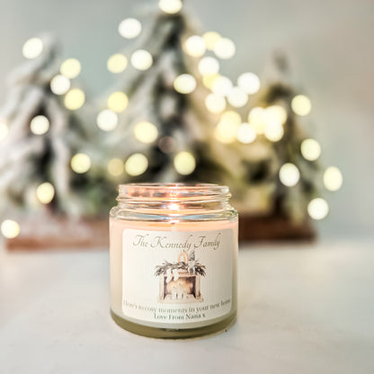 personalised candle for Christmas house warming gift