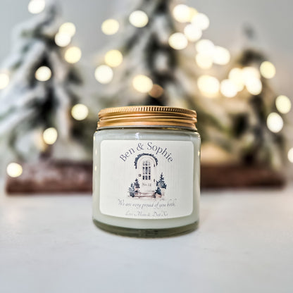 personalised candle for Christmas house warming gift